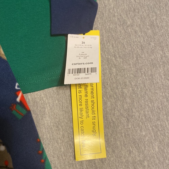 Carter’s Christmas Holiday Pajamas Jammies sloth 3T - Picture 3 of 5